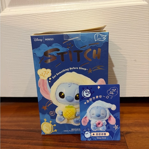 Disney Miniso Stitch Plush Toy- Eating Something Before Sleeping- NIB - Picture 3 of 3